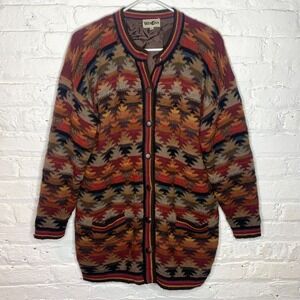 Vintage Winona Alpaca Wool Button Cardigan Jacket Womens Large Southwestern